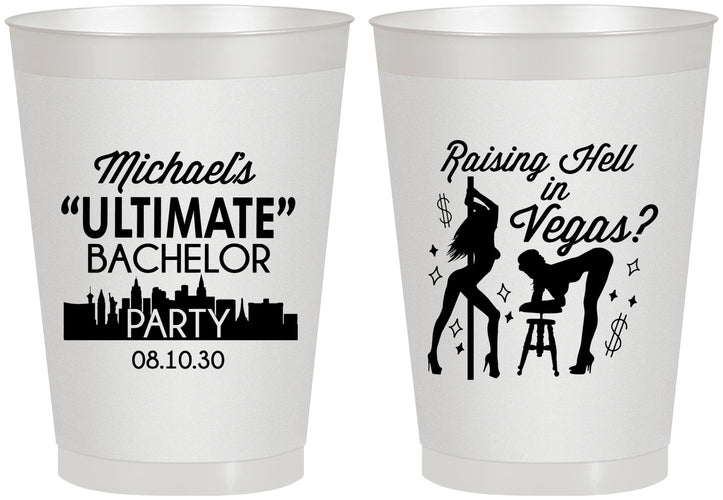 Personalized Bachelor Party 8 oz Frosted Cups - Last Vegas | 40062