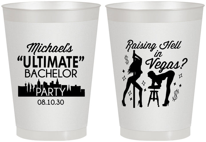 Personalized Bachelor Party 8 oz Frosted Cups - Last Vegas | 40062