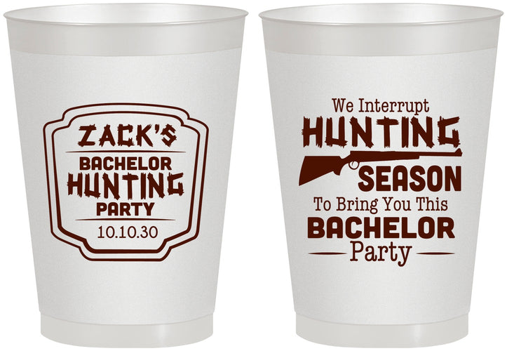 Personalized Bachelor Party 8 oz Frosted Cups - Hunting Season | 40063