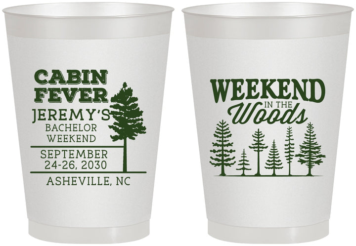 Personalized Bachelor Party 8 oz Frosted Cups - Camping | 40065