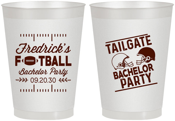Personalized Bachelor Party 8 oz Frosted Cups - Football | 40067