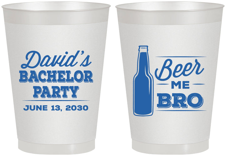 Personalized Bachelor Party 8 oz Frosted Cups - Beer Me Bro | 40071