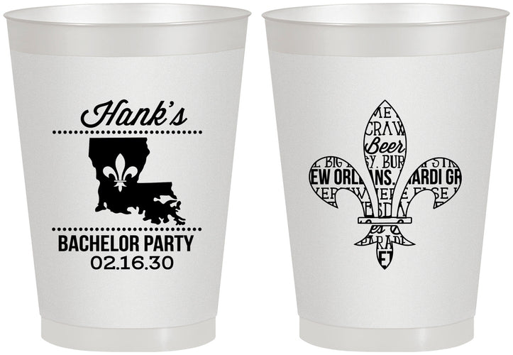 Personalized Bachelor Party 8 oz Frosted Cups - New Orleans | 40074