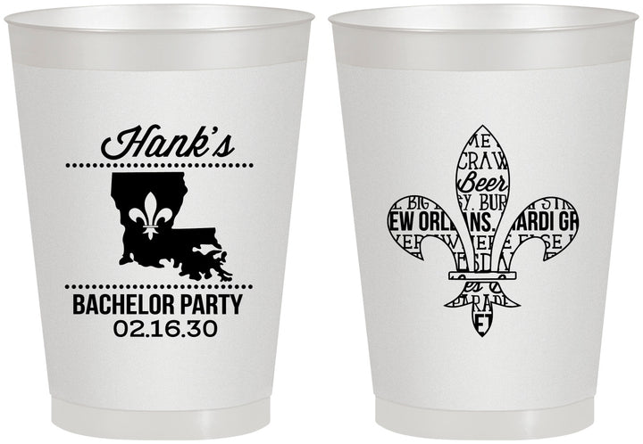 Personalized Bachelor Party 8 oz Frosted Cups - New Orleans | 40074