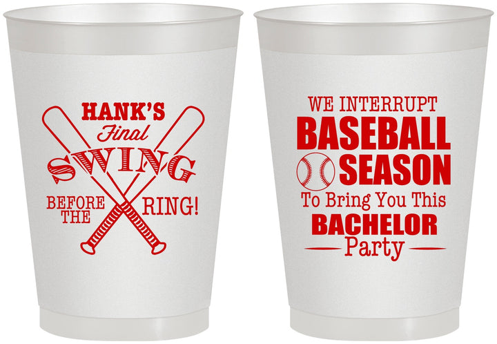 Personalized Bachelor Party 8 oz Frosted Cups - Baseball | 40075