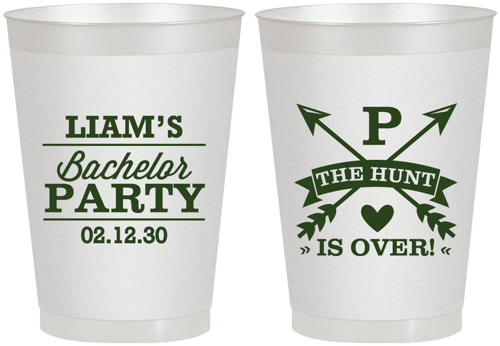 Personalized Bachelor Party 8 oz Frosted Cups - Hunt Is Over | 40082