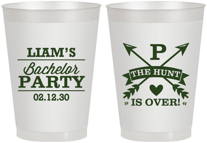Personalized Bachelor Party 8 oz Frosted Cups - Hunt Is Over | 40082