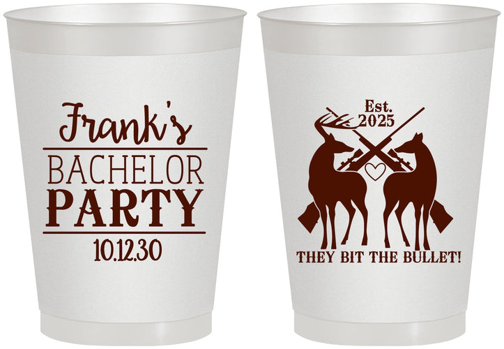 Personalized Bachelor Party 8 oz Frosted Cups - Hunting | 40083
