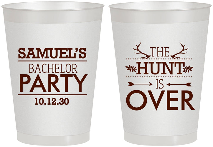 Personalized Bachelor Party 8 oz Frosted Cups - Hunt Is Over | 40084