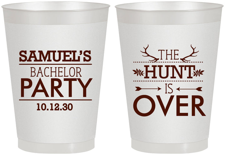 Personalized Bachelor Party 8 oz Frosted Cups - Hunt Is Over | 40084