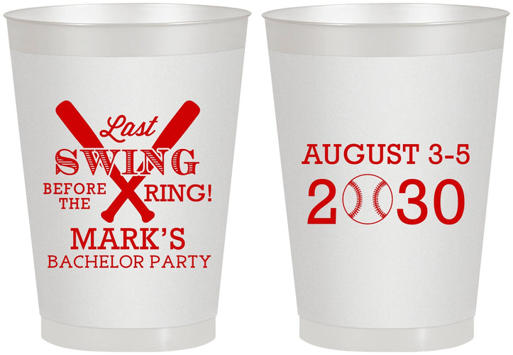 Personalized Bachelor Party 8 oz Frosted Cups - Baseball | 40086