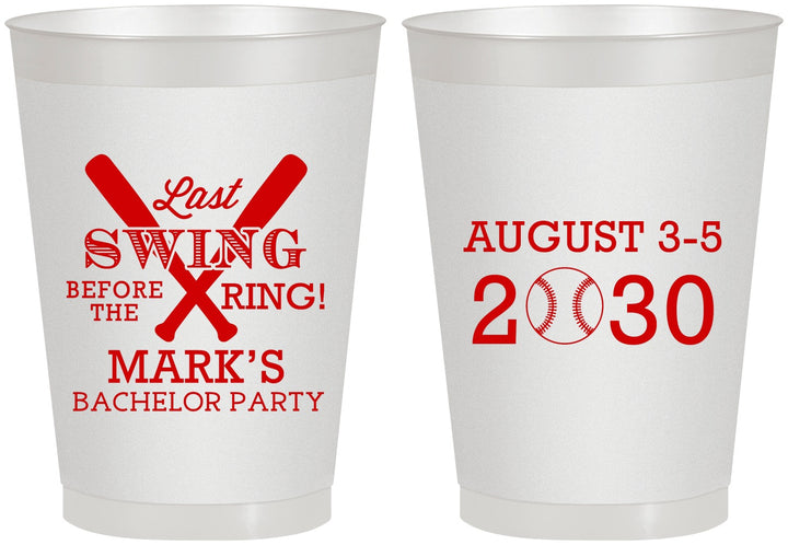 Personalized Bachelor Party 8 oz Frosted Cups - Baseball | 40086