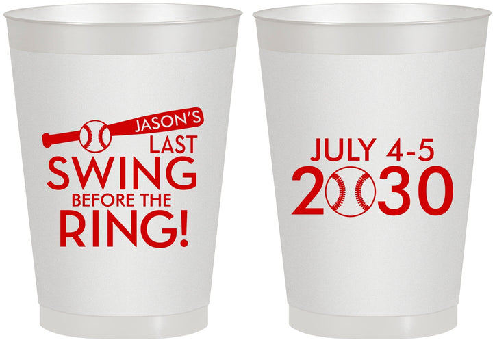 Personalized Bachelor Party 8 oz Frosted Cups - Baseball | 40087
