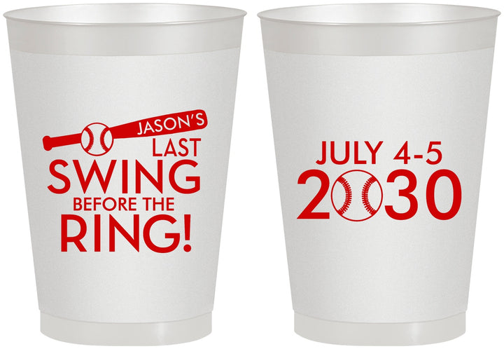Personalized Bachelor Party 8 oz Frosted Cups - Baseball | 40087