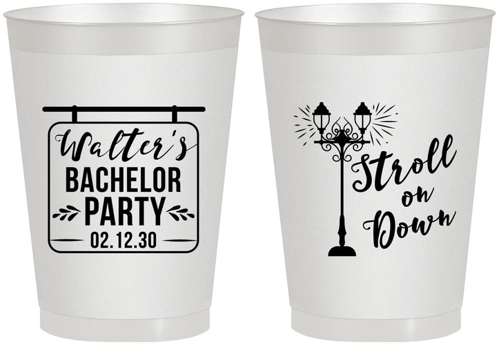 Personalized Bachelor Party 8 oz Frosted Cups - Mardi Gras | 40092
