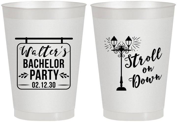 Personalized Bachelor Party 8 oz Frosted Cups - Mardi Gras | 40092