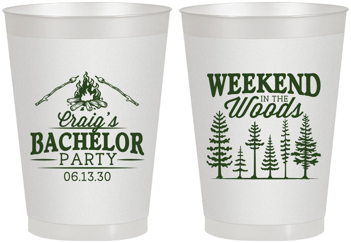 Personalized Bachelor Party 8 oz Frosted Cups - Camping | 40093