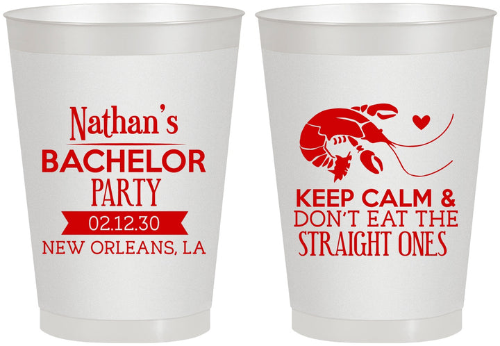 Personalized Bachelor Party 8 oz Frosted Cups - Crawfish Boil | 40094