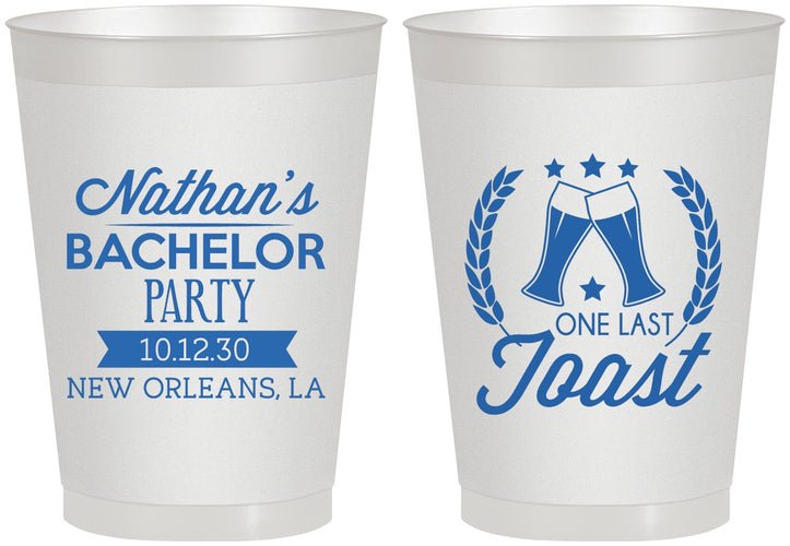 Personalized Bachelor Party 8 oz Frosted Cups - One Last Toast | 40095