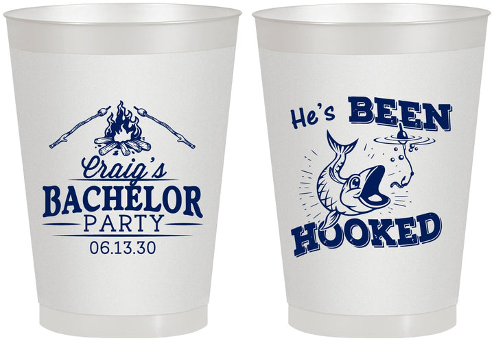 Personalized Bachelor Party 8 oz Frosted Cups - Fishing Hooked | 40096