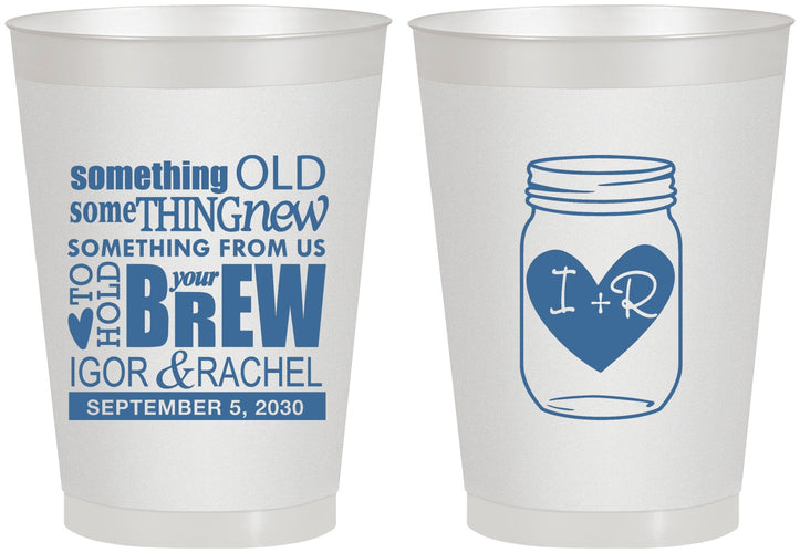 Personalized Wedding 8 oz Frosted Cups - Something Old Something New | 401