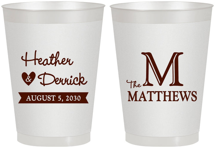 Personalized Wedding 8 oz Frosted Cups - Monogram | 402