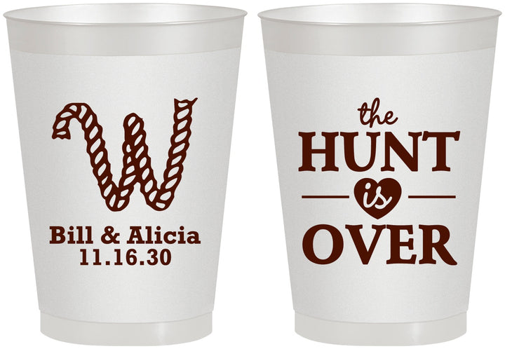 Personalized Wedding 8 oz Frosted Cups - Monogram Hunt Is Over | 406