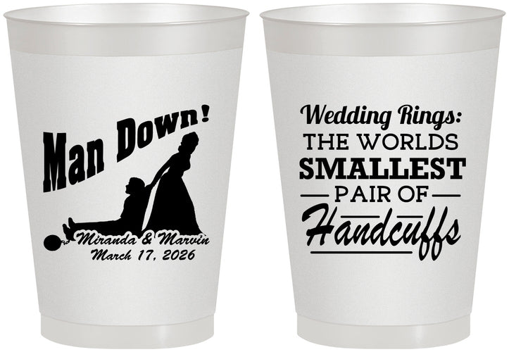 Personalized Wedding 8 oz Frosted Cups - Man Down | 407
