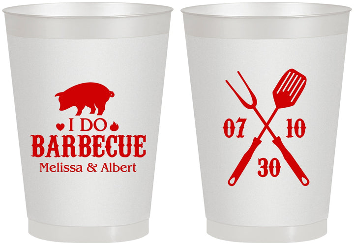Personalized Wedding 8 oz Frosted Cups - I Do Barbecue Bbq | 410