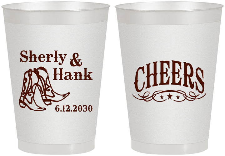 Personalized Wedding 8 oz Frosted Cups - Cheers Cowboy | 411