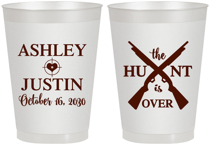 Personalized Wedding 8 oz Frosted Cups - The Hunt Is Over | 412