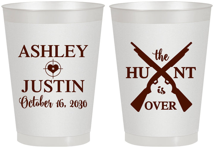 Personalized Wedding 8 oz Frosted Cups - The Hunt Is Over | 412