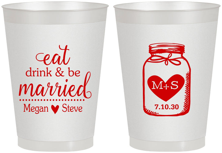 Personalized Wedding 8 oz Frosted Cups - Mason Jar | 415