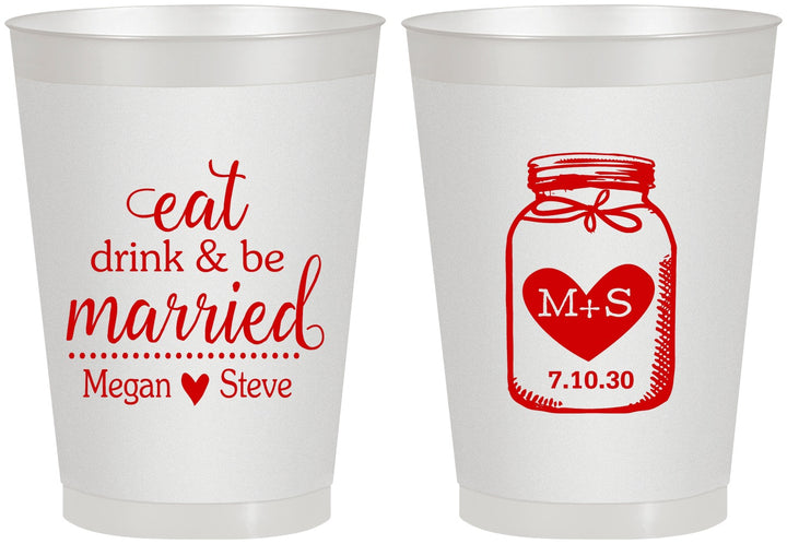 Personalized Wedding 8 oz Frosted Cups - Mason Jar | 415