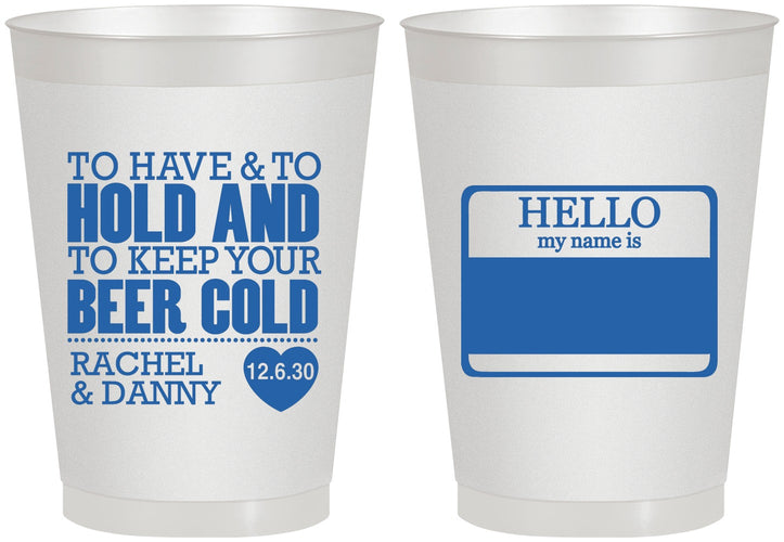 Personalized Wedding 8 oz Frosted Cups - Hello My Name Is | 418