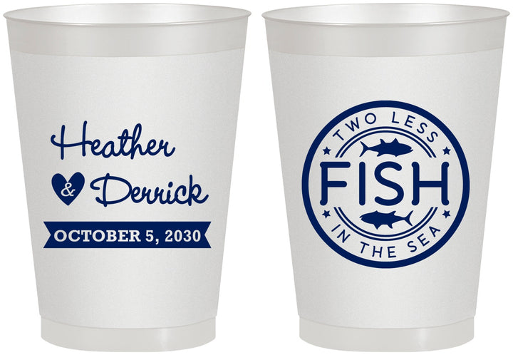 Personalized Wedding 8 oz Frosted Cups - Two Less Fish In The Sea | 420