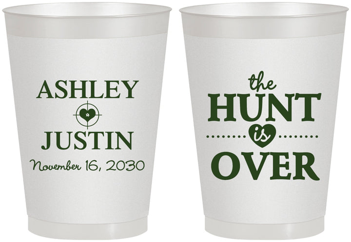 Personalized Wedding 8 oz Frosted Cups - The Hunt Is Over | 422