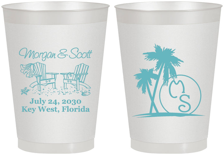 Personalized Wedding 8 oz Frosted Cups - Beach | 423
