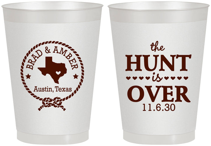Personalized Wedding 8 oz Frosted Cups - The Hunt Is Over | 426