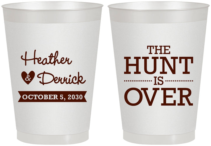 Personalized Wedding 8 oz Frosted Cups - The Hunt Is Over | 427