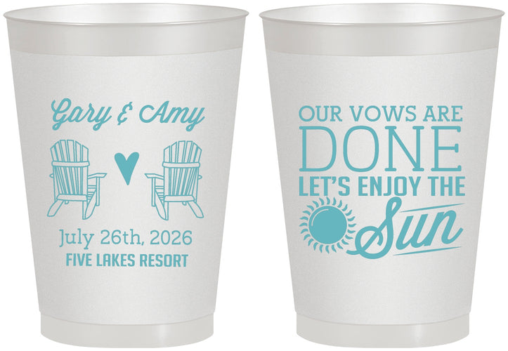 Personalized Wedding 8 oz Frosted Cups - Vows Are Done Enjoy Sun | 428