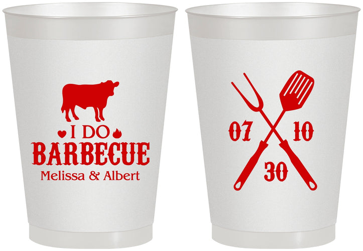 Personalized Wedding 8 oz Frosted Cups - I Do Barbecue Bbq | 433