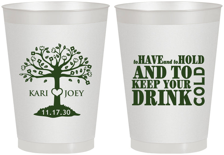 Personalized Wedding 8 oz Frosted Cups - To Have And To Hold | 438