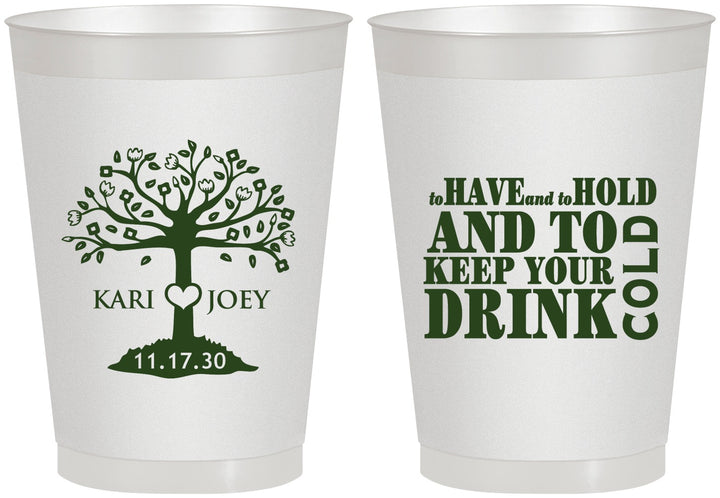 Personalized Wedding 8 oz Frosted Cups - To Have And To Hold | 438