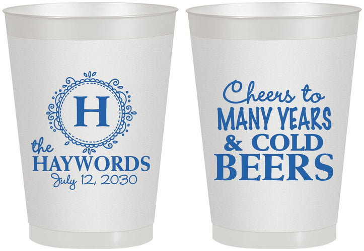 Personalized Wedding 8 oz Frosted Cups - Cheers To Cold Beers | 439