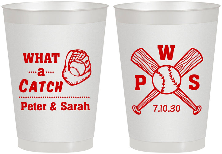 Personalized Wedding 8 oz Frosted Cups - Baseball | 443