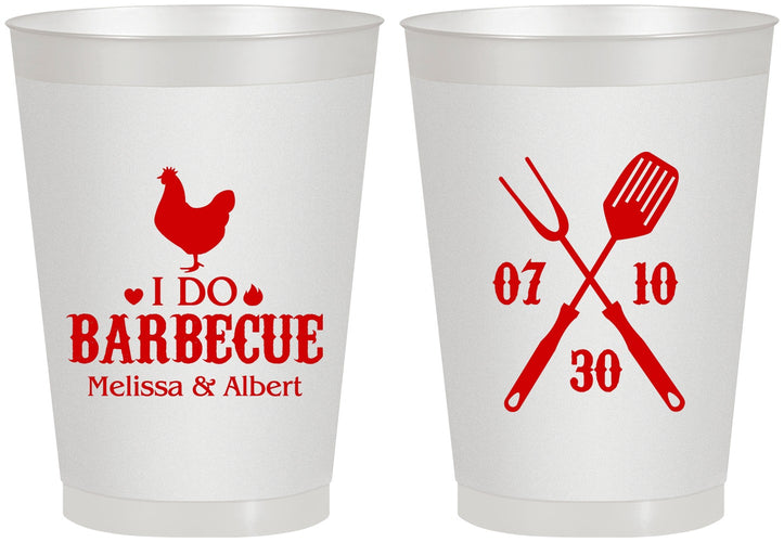 Personalized Wedding 8 oz Frosted Cups - I Do Barbecue Bbq | 445