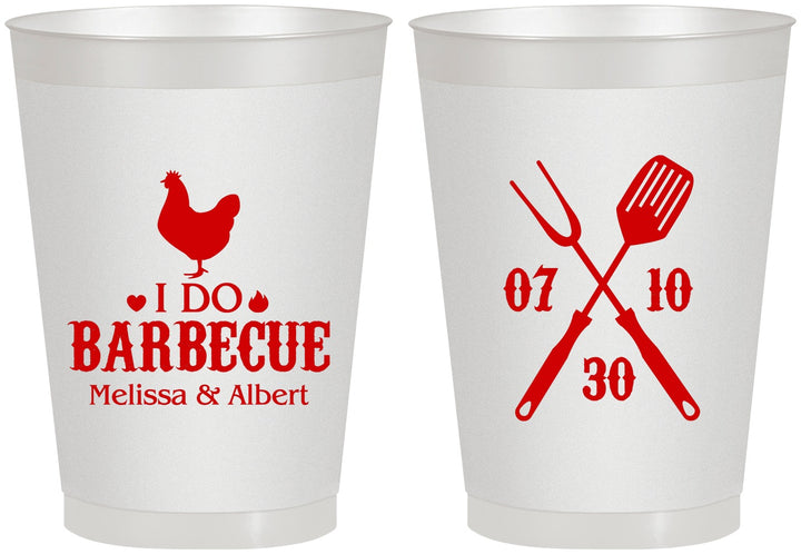 Personalized Wedding 8 oz Frosted Cups - I Do Barbecue Bbq | 445