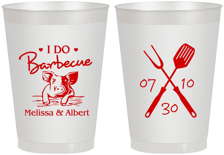 Personalized Wedding 8 oz Frosted Cups - I Do Barbecue Bbq | 446