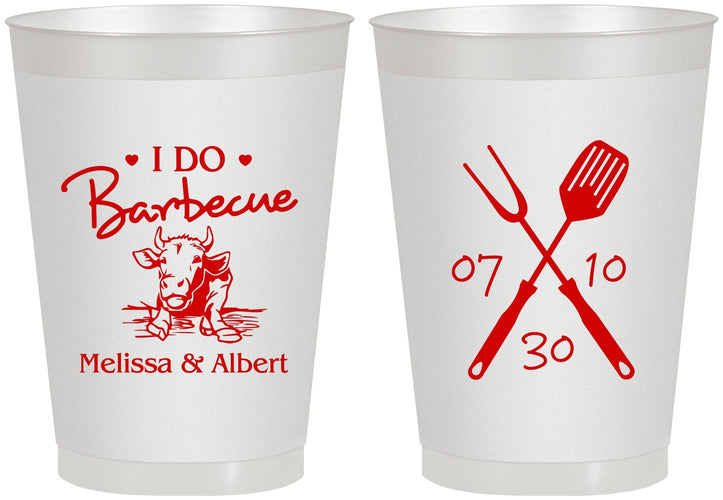 Personalized Wedding 8 oz Frosted Cups - I Do Barbecue Bbq | 447